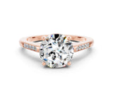 Rose gold Round Cut Cut Channel Set Solitaire Engagement Ring with Four-Prong Setting