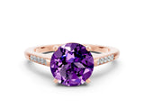 Rose gold Round Cut Cut Channel Set Solitaire Engagement Ring with Four-Prong Setting