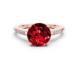 Rose gold Round Cut Cut Channel Set Solitaire Engagement Ring with Four-Prong Setting