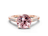 Rose gold Round Cut Cut Channel Set Solitaire Engagement Ring with Four-Prong Setting