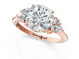 Rose gold Round Cut Cut Diamond Cluster Ring with Solitaire Band and Four-Prong Setting_16