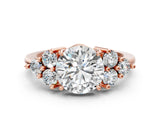 Rose gold Round Cut Cut Diamond Cluster Ring with Solitaire Band and Four-Prong Setting_3