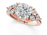 Rose gold Round Cut Cut Diamond Cluster Ring with Solitaire Band and Four-Prong Setting_4