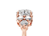 Rose gold Round Cut Cut Diamond Cluster Ring with Solitaire Band and Four-Prong Setting_8