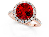 Rose gold Round Cut Cut Diamond Floral Halo Engagement Ring with Pavé Band and Prong Setting_1