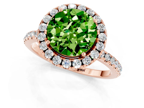 Rose gold Round Cut Cut Diamond Floral Halo Engagement Ring with Pavé Band and Prong Setting_1