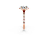 Rose gold Round Cut Cut Diamond Floral Halo Engagement Ring with Pavé Band and Prong Setting_2