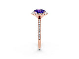 Rose gold Round Cut Cut Diamond Floral Halo Engagement Ring with Pavé Band and Prong Setting_2