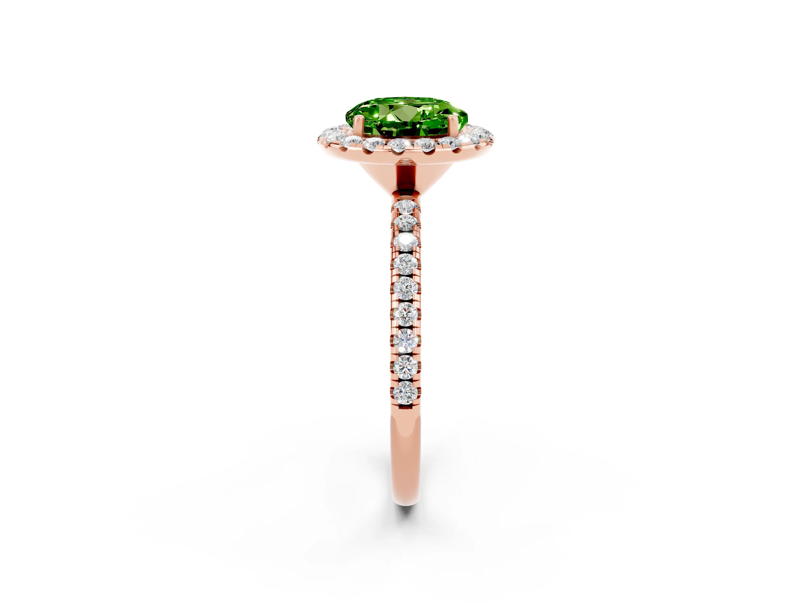 Rose gold Round Cut Cut Diamond Floral Halo Engagement Ring with Pavé Band and Prong Setting_2