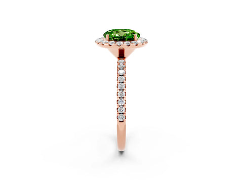 Rose gold Round Cut Cut Diamond Floral Halo Engagement Ring with Pavé Band and Prong Setting_2