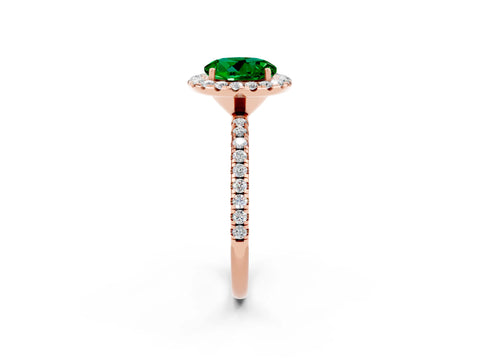 Rose gold Round Cut Cut Diamond Floral Halo Engagement Ring with Pavé Band and Prong Setting_2