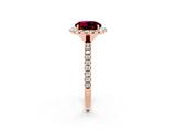 Rose gold Round Cut Cut Diamond Floral Halo Engagement Ring with Pavé Band and Prong Setting_2