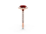 Rose gold Round Cut Cut Diamond Floral Halo Engagement Ring with Pavé Band and Prong Setting_2