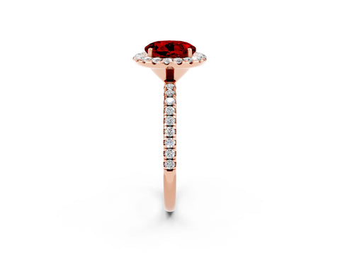 Rose gold Round Cut Cut Diamond Floral Halo Engagement Ring with Pavé Band and Prong Setting_2