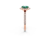 Rose gold Round Cut Cut Diamond Floral Halo Engagement Ring with Pavé Band and Prong Setting_2