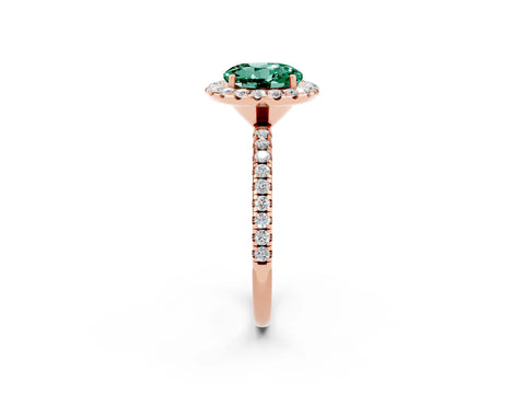 Rose gold Round Cut Cut Diamond Floral Halo Engagement Ring with Pavé Band and Prong Setting_2