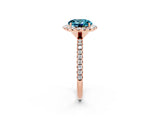 Rose gold Round Cut Cut Diamond Floral Halo Engagement Ring with Pavé Band and Prong Setting_2