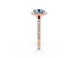 Rose gold Round Cut Cut Diamond Floral Halo Engagement Ring with Pavé Band and Prong Setting_2