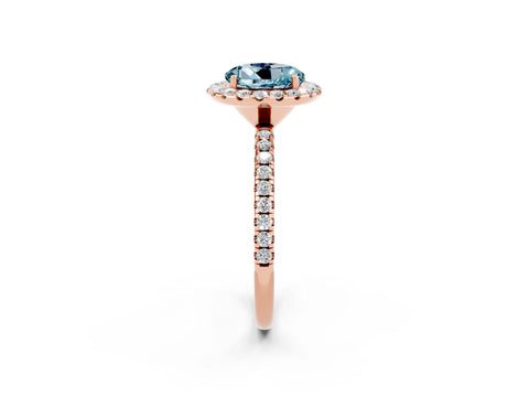 Rose gold Round Cut Cut Diamond Floral Halo Engagement Ring with Pavé Band and Prong Setting_2
