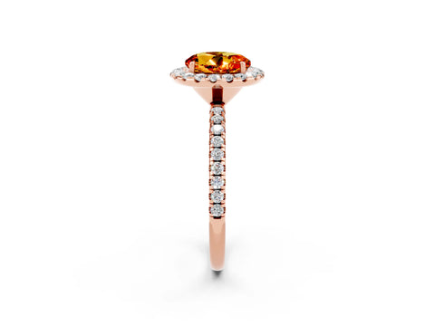 Rose gold Round Cut Cut Diamond Floral Halo Engagement Ring with Pavé Band and Prong Setting_2