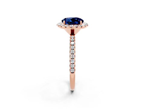 Rose gold Round Cut Cut Diamond Floral Halo Engagement Ring with Pavé Band and Prong Setting_2