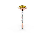 Rose gold Round Cut Cut Diamond Floral Halo Engagement Ring with Pavé Band and Prong Setting_2