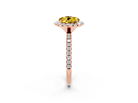 Rose gold Round Cut Cut Diamond Floral Halo Engagement Ring with Pavé Band and Prong Setting_2