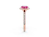 Rose gold Round Cut Cut Diamond Floral Halo Engagement Ring with Pavé Band and Prong Setting_2