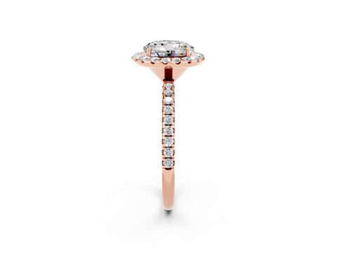 Rose gold Round Cut Cut Diamond Floral Halo Engagement Ring with Pavé Band and Prong Setting_2