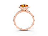 Rose gold Round Cut Cut Diamond Floral Halo Engagement Ring with Pavé Band and Prong Setting_3