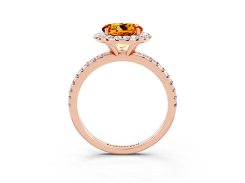 Rose gold Round Cut Cut Diamond Floral Halo Engagement Ring with Pavé Band and Prong Setting_3