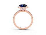 Rose gold Round Cut Cut Diamond Floral Halo Engagement Ring with Pavé Band and Prong Setting_3