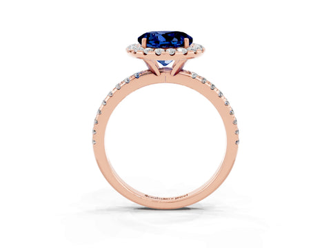 Rose gold Round Cut Cut Diamond Floral Halo Engagement Ring with Pavé Band and Prong Setting_3