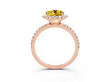 Rose gold Round Cut Cut Diamond Floral Halo Engagement Ring with Pavé Band and Prong Setting_3