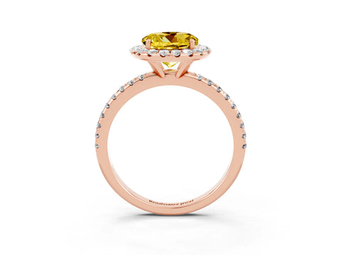 Rose gold Round Cut Cut Diamond Floral Halo Engagement Ring with Pavé Band and Prong Setting_3