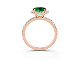 Rose gold Round Cut Cut Diamond Floral Halo Engagement Ring with Pavé Band and Prong Setting_3