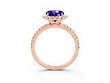 Rose gold Round Cut Cut Diamond Floral Halo Engagement Ring with Pavé Band and Prong Setting_3