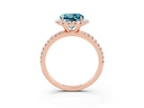 Rose gold Round Cut Cut Diamond Floral Halo Engagement Ring with Pavé Band and Prong Setting_3