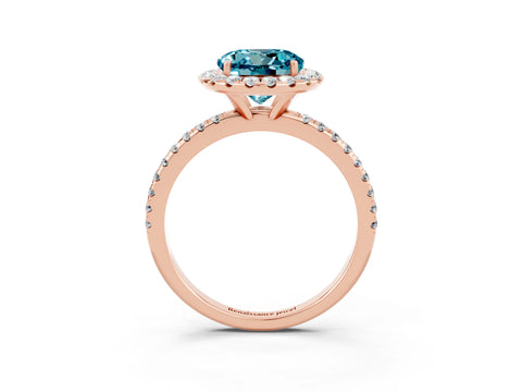 Rose gold Round Cut Cut Diamond Floral Halo Engagement Ring with Pavé Band and Prong Setting_3