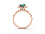 Rose gold Round Cut Cut Diamond Floral Halo Engagement Ring with Pavé Band and Prong Setting_3