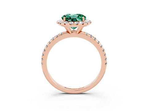 Rose gold Round Cut Cut Diamond Floral Halo Engagement Ring with Pavé Band and Prong Setting_3