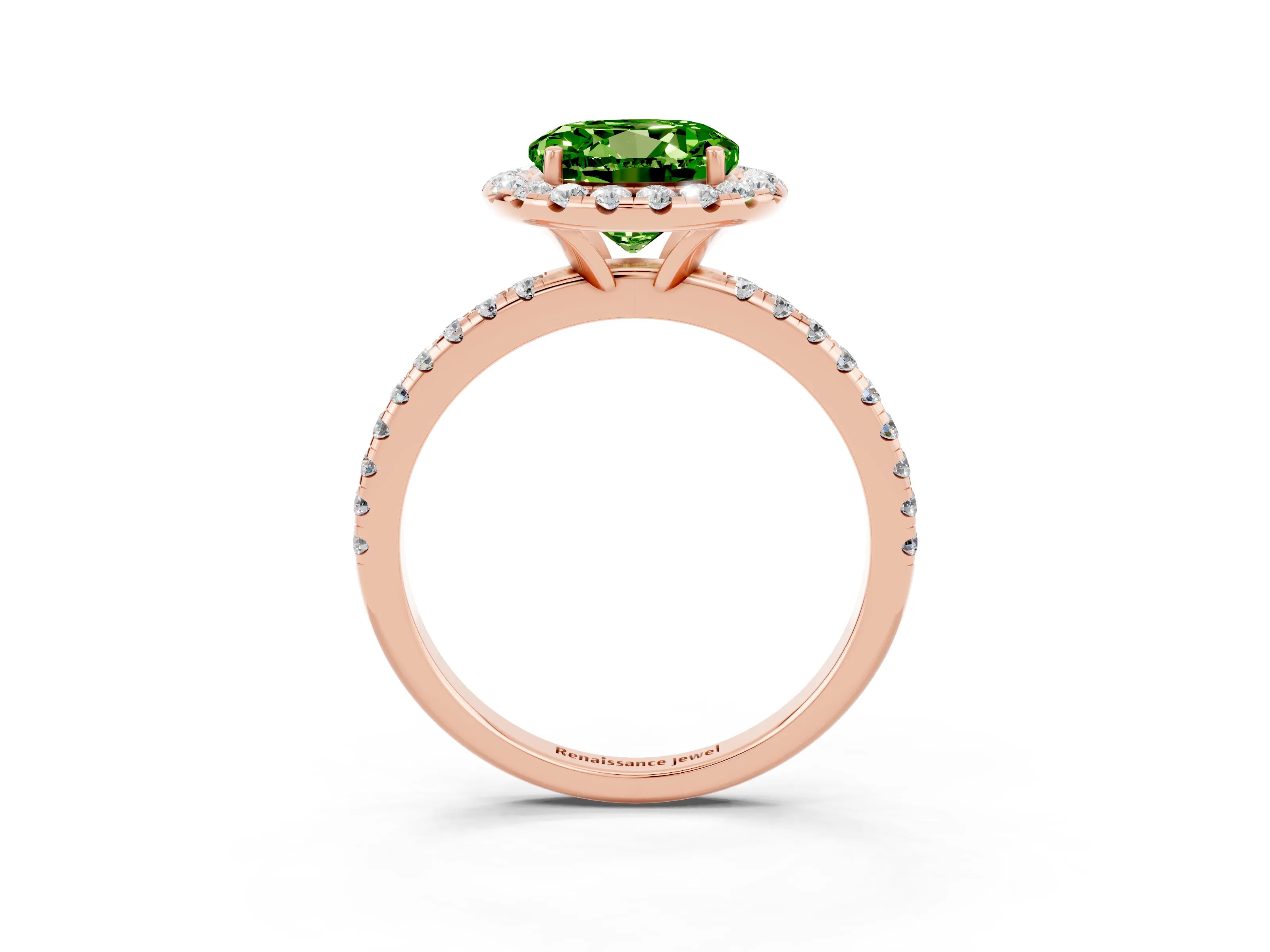 Rose gold Round Cut Cut Diamond Floral Halo Engagement Ring with Pavé Band and Prong Setting_3