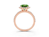 Rose gold Round Cut Cut Diamond Floral Halo Engagement Ring with Pavé Band and Prong Setting_3
