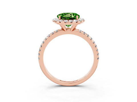 Rose gold Round Cut Cut Diamond Floral Halo Engagement Ring with Pavé Band and Prong Setting_3