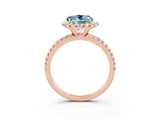 Rose gold Round Cut Cut Diamond Floral Halo Engagement Ring with Pavé Band and Prong Setting_3
