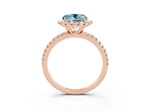 Rose gold Round Cut Cut Diamond Floral Halo Engagement Ring with Pavé Band and Prong Setting_3