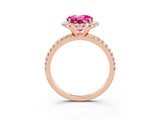 Rose gold Round Cut Cut Diamond Floral Halo Engagement Ring with Pavé Band and Prong Setting_3