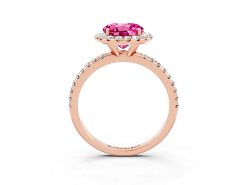 Rose gold Round Cut Cut Diamond Floral Halo Engagement Ring with Pavé Band and Prong Setting_3