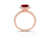 Rose gold Round Cut Cut Diamond Floral Halo Engagement Ring with Pavé Band and Prong Setting_3