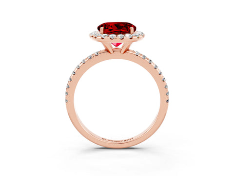 Rose gold Round Cut Cut Diamond Floral Halo Engagement Ring with Pavé Band and Prong Setting_3